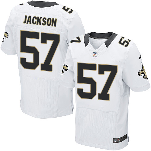 Men's Elite Rickey Jackson Nike Jersey White Road - #57 NFL New Orleans Saints